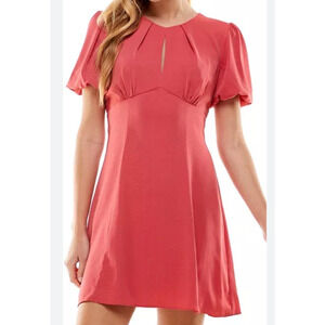 NWT Women’s Juniors CITY STUDIOS Puffed-Sleeve Open-Back Dress Coral Size 13